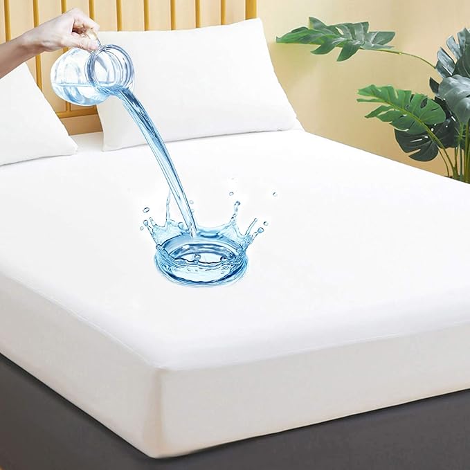Waterproof Mattress Protector King Size, Breathable Mattress Cover, Fitted Deep Pocket Mattress Pad Cover Stretches up to 21 Inches, Soft Noiseless Bed Cover