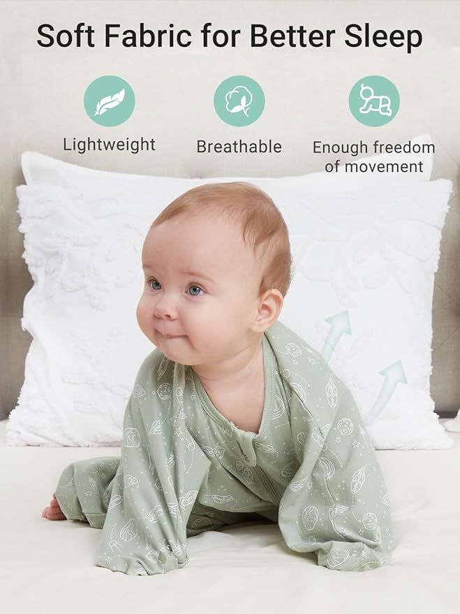 GROWNSY Transitional Swaddle Sleep Sack 6-12 Months, Starfish Design Baby Swaddle Sack, Dual-Zipper for Easy Diaper Changes, Proper Hip Development & Openable Foot Button, 19-27 lbs, Green