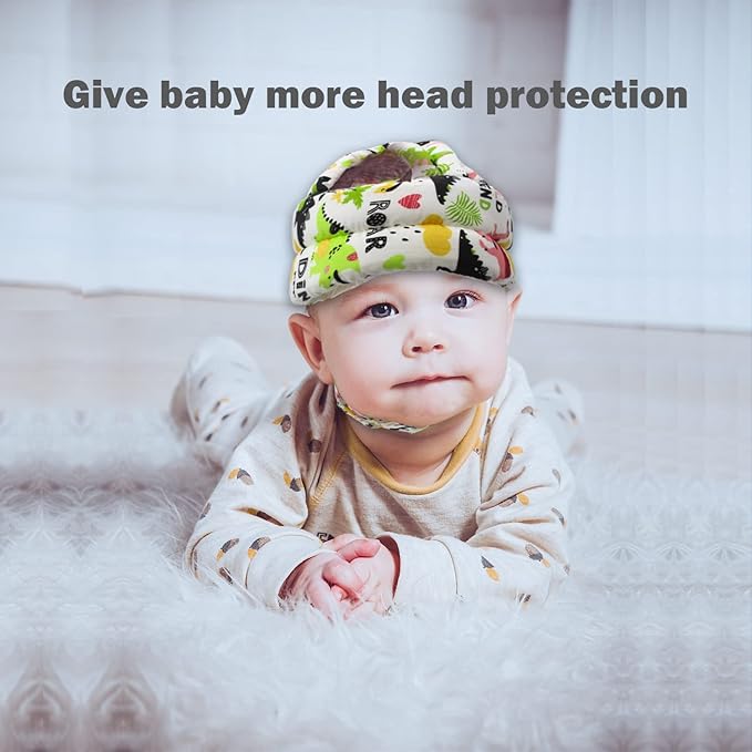 Baby Head Protector Baby Helmet for Crawling Walking, No Bumps Safety Head Adjustable Protective Cap for Walking, Playing (Dinosaur C)