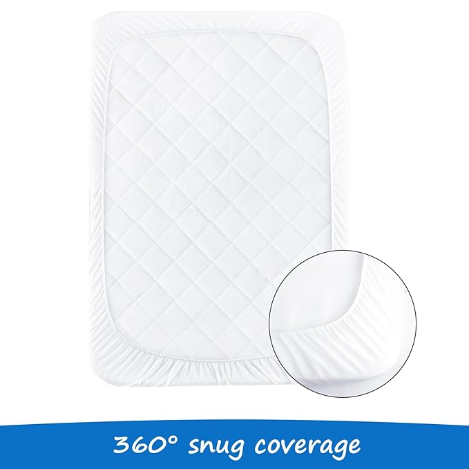 Bassinet Mattress Pad Cover Fit for Baby Delight/Mika Micky/Dream On Me Lotus/ANGELBLISS/KoolerThings (3 in 1) Bedside Sleeper, Waterproof Bassinet Mattress Protector Quilted Bassinet Sheets 2 Pack