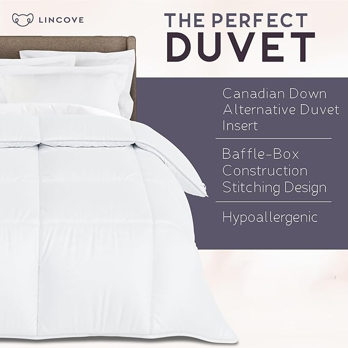 Down Alternative Comforter – Corner Loops in Each Corner, 400 Thread Count 100% Cotton Sateen Shell, Soft and Plush Feel, Full Size: 78”x90”