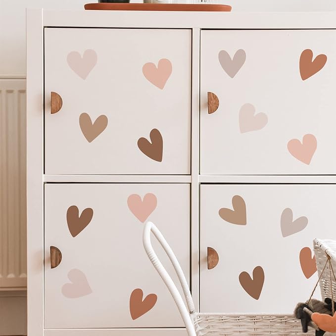 Boho Wall Decal for Girls Bedroom 36 PCS, Boho Heart Wall Stickers Peel and Stick for Nursery Kids Room Décor, Removable Wall Decals Vinyl Murals DIY Cute Decorations (6 Sheets)