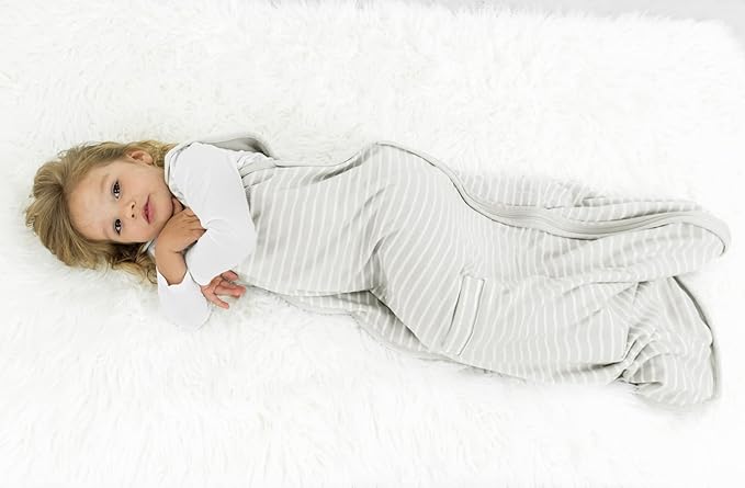 Woolino 4 Season Toddler Sleeping Bag, Merino Wool and Organic Cotton Baby Sleep Bag Sack, 2-4 Years, Birch Gray