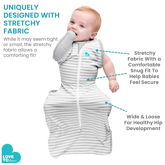 Love to Dream Swaddle Up Transition Swaddle, Patented Zip-Off Wings, Gently Help Baby Transition from Being Swaddled to Arms Free When Showing Signs of Rolling, 1.0 TOG, 13-19 lbs, White