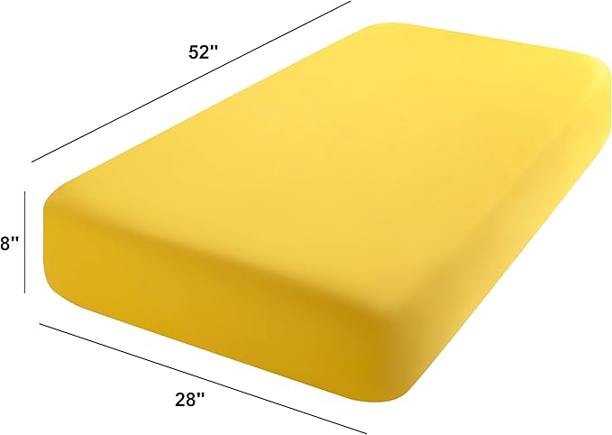 FLXXIE 2 Pack Microfiber Fitted Crib Sheets, Super Soft and Cozy Toddler Fitted Sheets for Standard Crib and Toddler Mattresses, 28x52, Yellow