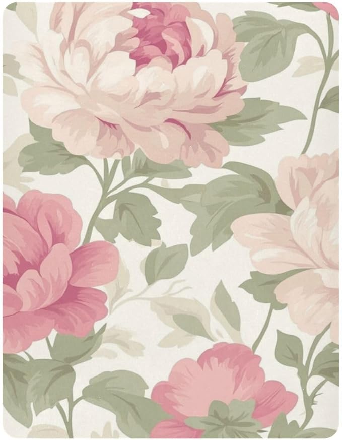 Peony Flowers Fresh Beige Crib Sheets Standard Crib Toddler Mattresses Cover Fitted Baby Bed Sheet Breathable Crib Mattress Sheet for Girls Boys 39''x27''x9''