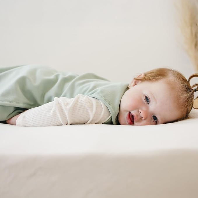 Woolino Merino Wool & Organic Cotton Baby Sleep Sack 2-24 Months – Ultimate 4-Season Baby Sleeping Bag, Universal Size Wearable Blanket, 2-Way Zipper & Adjustable Fit, Year-Round Use - Aloe