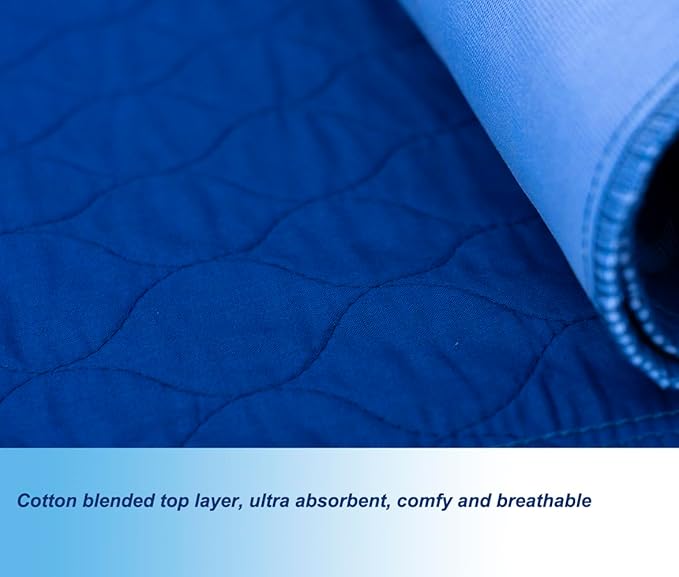 2 Pack Reusable Washable Bed Pads 34X36 Tuckable Absorbent Waterproof Quilted Cotton Top Underpad Mattress Protector Fit Twin Bed for Adult, Toddler ,Pet