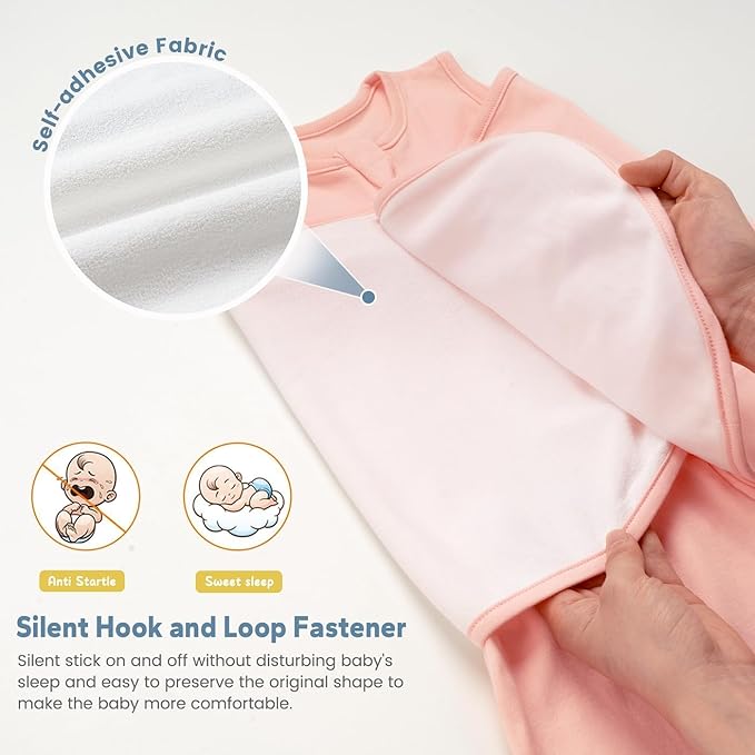 ZIGJOY Sleep Sack Swaddle 1.0 Tog Baby Wearable Blanket 100% Cotton Baby Swaddle Blanket for Newborns 0-6 Months Ocean&Pink