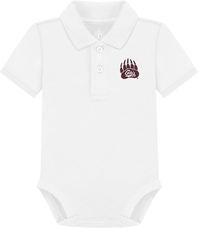 Creative Knitwear College Baby Polo Bodysuit Solid - Team Logo, Multiple Colors, for Boys & Girls (0-12 Months)