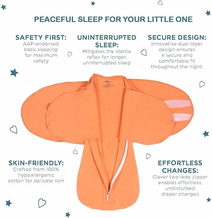 LullaBaby "Double Dream Swaddle: Exclusive Dual Wing Design, Pediatrician-Endorsed, Ultra-Soft Cotton, 2-4 Months, 12-20 lbs - Sandstone