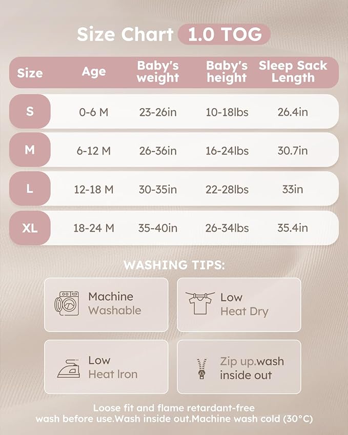Yoofoss Rayon Made from Bamboo Baby Sleep Sack 18-24 Months 1.0 Tog Baby Wearable Blanket, Super Soft Infant Toddler Sleeping Sack 2-Way Zipper