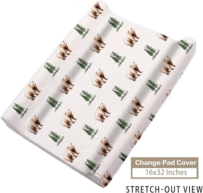 Custom Name Crib Bedding Set 3-Piece – Brown Bear Design Baby Bedding Set with Personalized Soft Blanket, Fitted Sheet, Changing Pad Cover – Ideal Newborn Gift for Boys and Girls