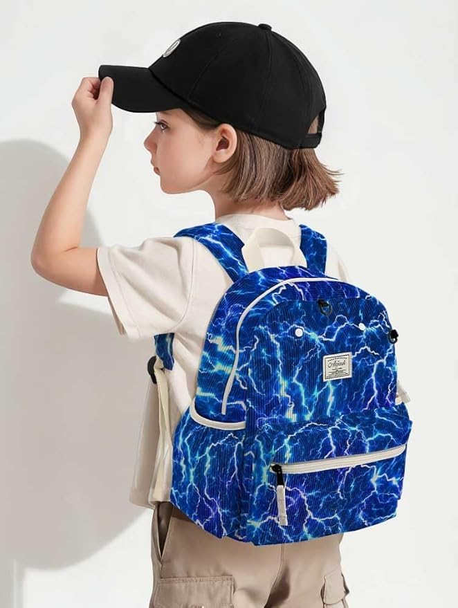 atgark Corduroy Kids Backpack for Boys 6-10: Boys Backpacks for Elementary Kindergarten 15” H Fit Folder