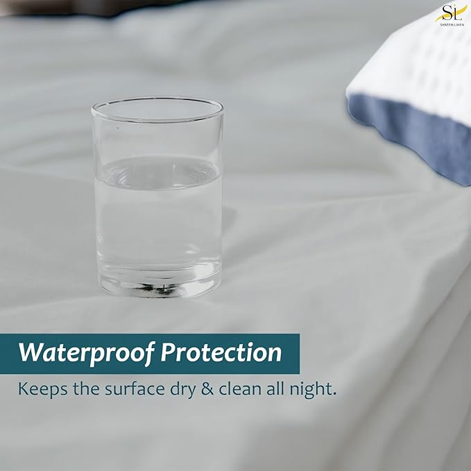 Queen Mattress Protector Fitted Sheet Style - Waterproof Vinyl Mattress Cover, Breathable, Bed Wetting & Spill Protection, Fits Mattresses up to 11.5" Deep (Light Grey)