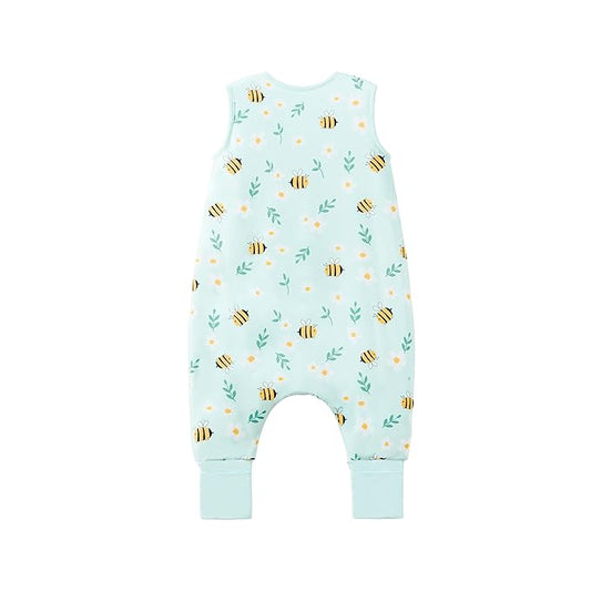 Baby/Toddler Sleep Sack with Legs, Rayon from Bamboo 95% + 5% Spandex, 1.0 TOG, 2‑Way Zipper Sleeping Bag, Walker‑Friendly 6-12M