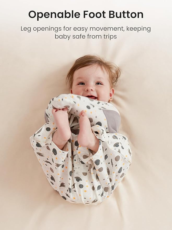 GROWNSY Transitional Swaddle Sleep Sack 3-6 Months, Starfish Design Baby Swaddle Sack, Dual-Zipper for Easy Diaper Changes, Proper Hip Development & Openable Foot Button, 12-20lbs, Space Tourism