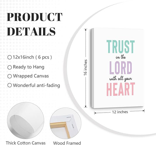 Christian Nursery Wall Art Decor Bible Verses Posters Girl Nursery Canvas Wall Decor kids room Prints Religious Scripture Pictures Modern Christian Artwork for Girls Bedroom 12x16x6 Inch Wrapped Canvas
