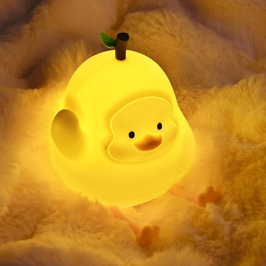 loatme Night Light for Kids, Rechargeable Dimmable Silicone LED Nightlight with 7 Colors, Baby Nursery Night Lamp, Touch Squishy Lamp, Cute Gifts for Girls, Boys, Toddler Room Decor, Yellow Duck