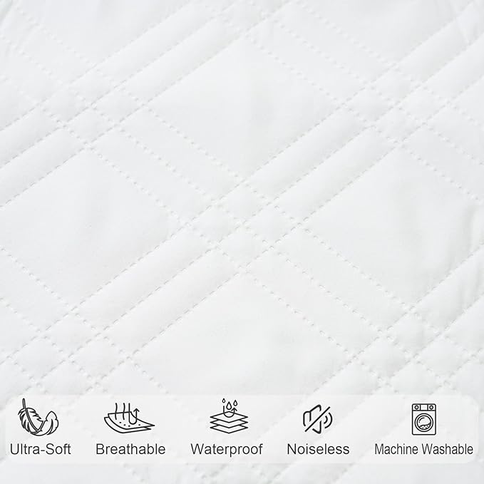 david's kids 2 Pack Waterproof Crib Mattress Protector, Fit Standard Crib and Toddler Mattresses, Ultra Soft and Breathable for Boys Girls Neutral, White Checker