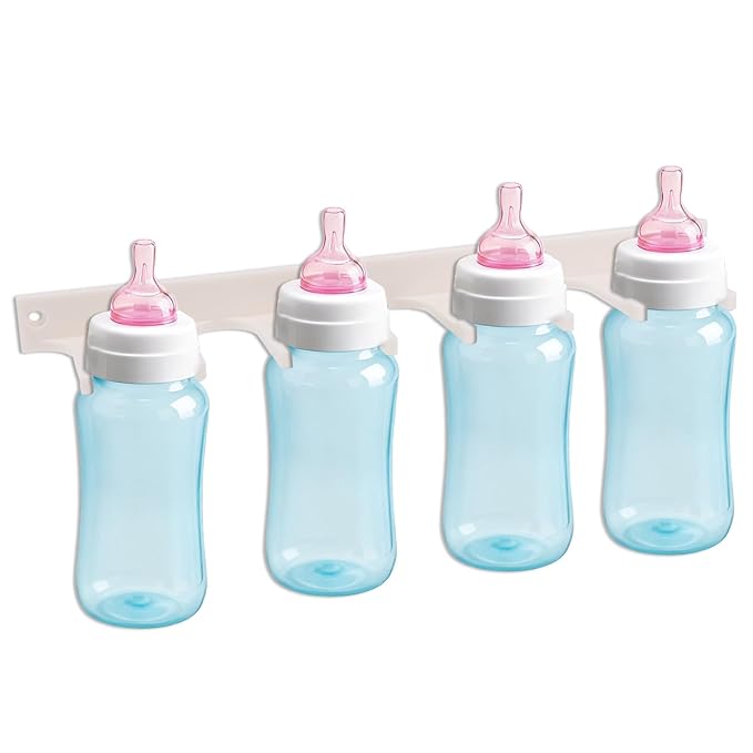 Wall Mount Holder for Dr. Brown's Narrow & Wide-Neck Bottle, Baby Accessories, Waterproof ABS Material Baby Bottle Rack Storage with Fittings for Cabinet Doors or Kitchen Walls