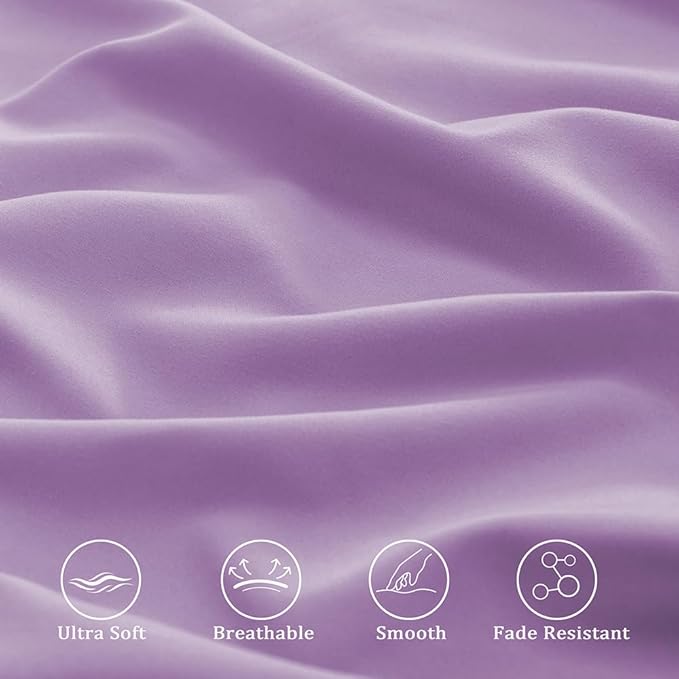 3 Piece Toddler Sheet Set,Purple Basics Bed Sheet Set for Toddler,Microfiber 3-Piece Sheet Set Soft Breathable Crib Bedding Set for Kids,Includes Flat Sheet, Fitted Sheet, Pillowcase