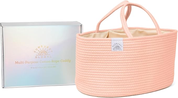 SUNBURST GLOBAL Diaper Caddy Organizer - Baby Shower Gifts - Newborn Essentials Must Haves - New Mommy Essentials - Boy or Girl Nursery Décor - Bed Caddy - Car Organizers and Storage.