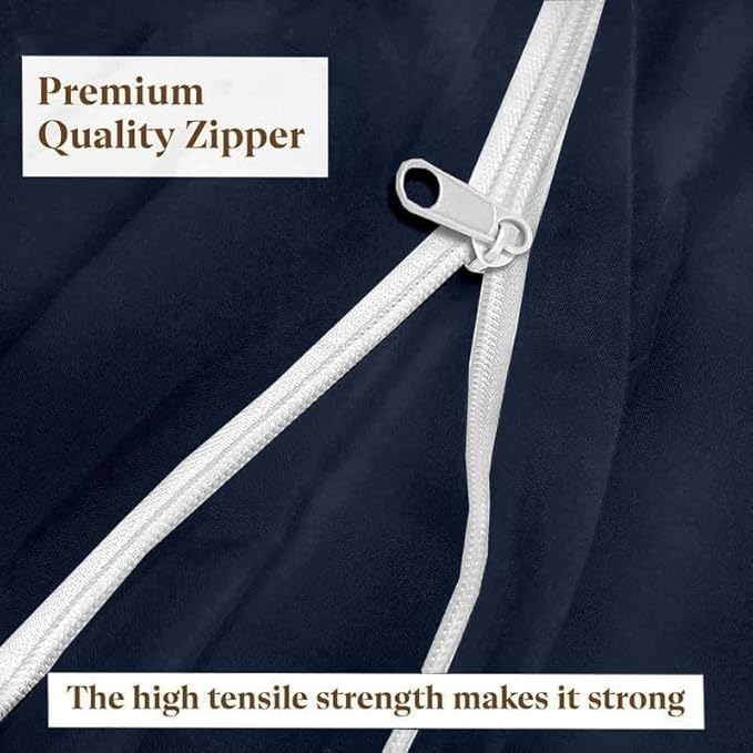 Mattress Protector California King Size 100% Waterproof Zippered Cover, 15 Inches Deep, Six-Sided Mattress Encasement for Bed, Zipper Closure Style (Navy Blue)