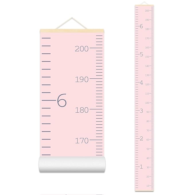 Nustila Height Chart for Kids Minimalist Pink Nordic Growth Chart for Wall, Kids Measuring Chart Height Tracker for Wall Playroom Decor Nursery Room Essentials 79 x 7.9 in
