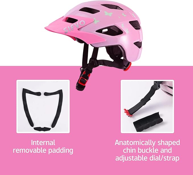 Kids Helmet, SIFVO Kids Bike Helmet Boys and Girls Bike Helmet with Cool Visor Helmet for Kids 5-14, Kids Bike Helmets Youth Bike Helmet Adjustable & Lightweight 50-57cm