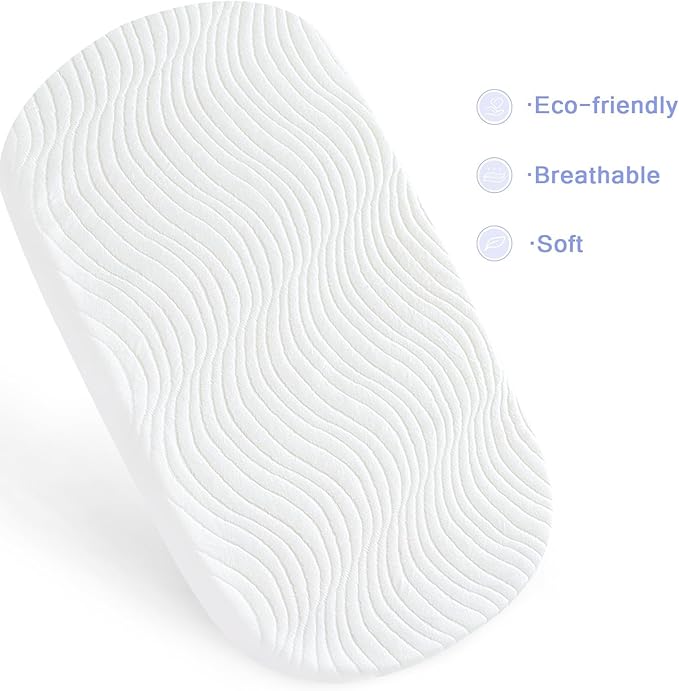 Baby Bassinet Mattress Pad 20" x 30" x 1", Replacement Pad with Removable & Waterproof Cover