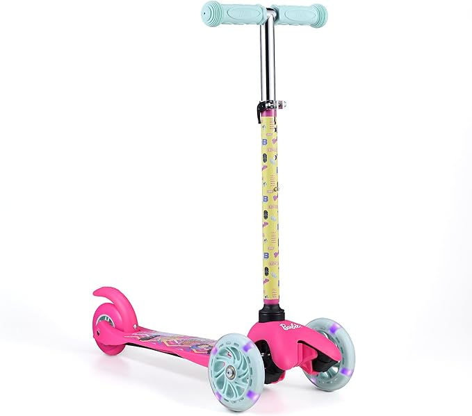 Self Balancing Kick Scooter with Light Up Wheels, Extra Wide Deck, 3 Wheel Platform, Foot Activated Brake, 75 lbs Limit, Kids & Toddlers Girls or Boys, for Ages 3 and Up