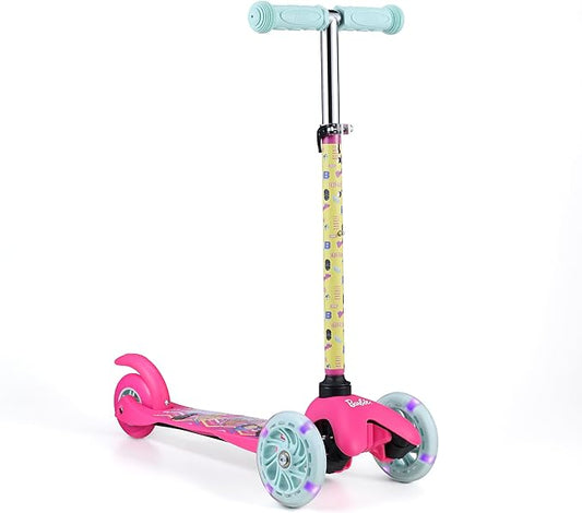 Self Balancing Kick Scooter with Light Up Wheels, Extra Wide Deck, 3 Wheel Platform, Foot Activated Brake, 75 lbs Limit, Kids & Toddlers Girls or Boys, for Ages 3 and Up