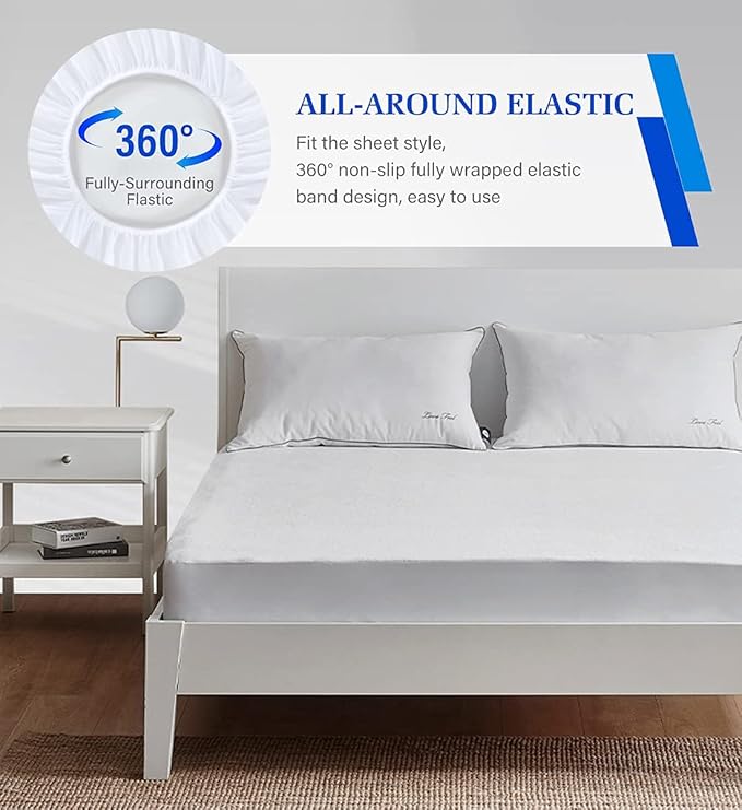 Full Size Mattress Protector Waterproof Mattress Topper Pad Cover Super Noiseless Soft & Breathable Mattress Protector Terry for Pets Kids Adults 54" x 75" Fitted Bed Sheets