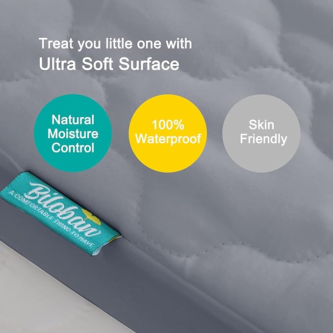 2 Pack Crib Mattress Protector Sheets, Fitted Waterproof Mattress Pad Cover, Noiseless & Machine Wash 100% Absorbent Crib/Toddler Mattress Protector Sheet Quilted, White & Gray, 52" x 28"