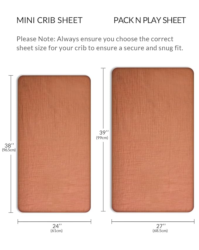 Mini Crib Sheets for Baby Boy Girl 2 Pack, Neutral Mini Crib Mattress Sheet 24" x 38", Muslin Nursery Bedding Soft and Breathable Comfort (Beige & Cream)