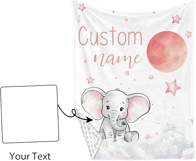 Personalized Baby Crib Bedding Set: 4 Piece Custom Starry Sky Elephant Crib Bed Set with Name, Nursery Bedding Set for Baby Girls, Newborn Boys Crib Sets, Crib Bedding Custom Gift, Crib Sheet