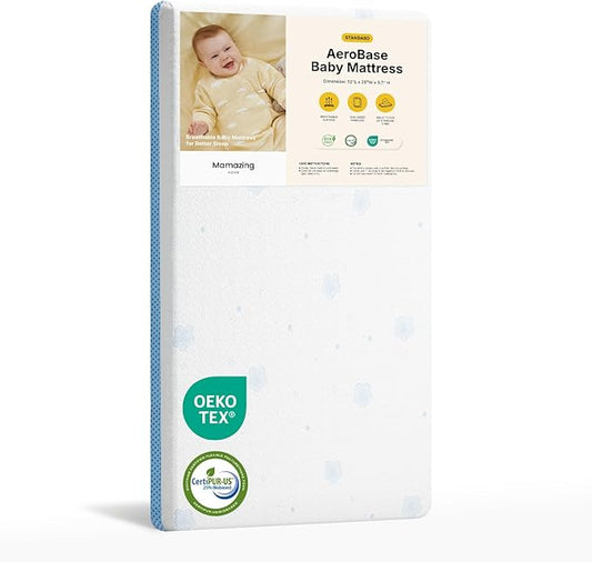 MAMAZING Baby Crib and Toddler Mattress, 2-Stage Breathable Mattress, Non-Toxic, Waterproof Sleep Surface, Machine-Washable Cover for Easy Care, Fits Standard Baby Crib & Toddler Bed