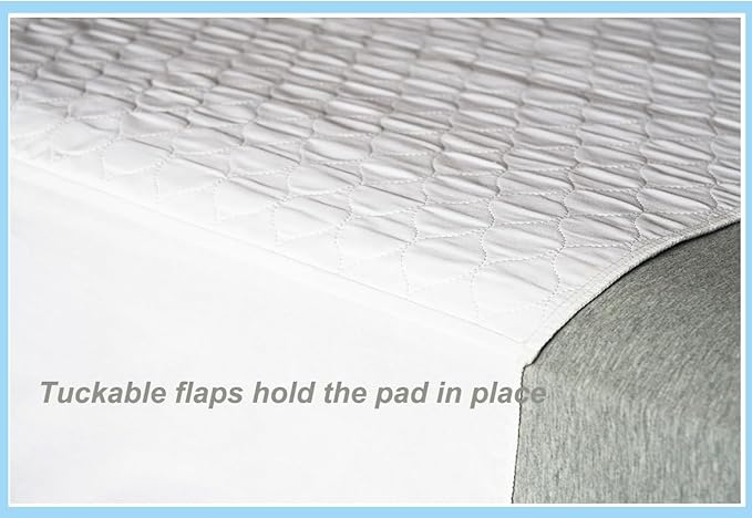 2 Pack Reusable Washable Bed Pads Tuckable Fit Twin Bed 34X36 Absorbent Waterproof Quilted Cotton Top Underpad Mattress Protector for Adult, Toddler ,Pet