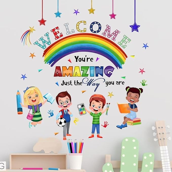 Mirabuy Kids Inspirational Quotes You are Amazing Wall Decal Reading Corner Rainbow Wall Stickers for Classroom Kids Playroom Nursery Reading Room Bedroom