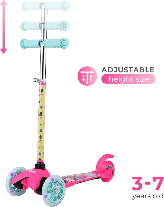 Self Balancing Kick Scooter with Light Up Wheels, Extra Wide Deck, 3 Wheel Platform, Foot Activated Brake, 75 lbs Limit, Kids & Toddlers Girls or Boys, for Ages 3 and Up