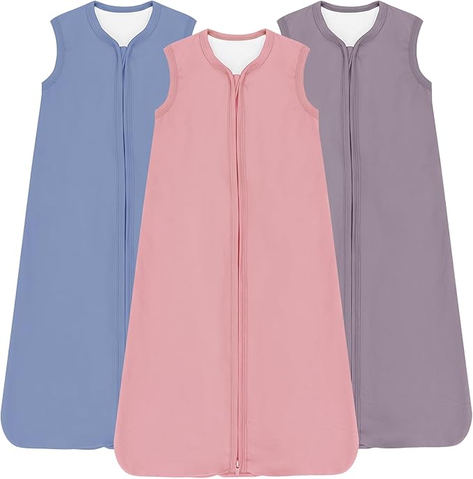 Baby Sleep Sacks Lightweight, Soft & Breathable 0.5 TOG Wearable Blanket with Zipper, 3-Pack 0-3-6-12-24-4T