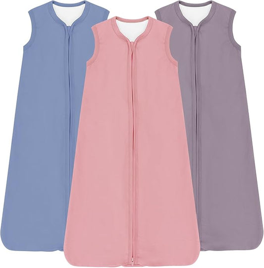 Baby Sleep Sacks Lightweight, Soft & Breathable 0.5 TOG Wearable Blanket with Zipper, 3-Pack 0-3-6-12-24-4T