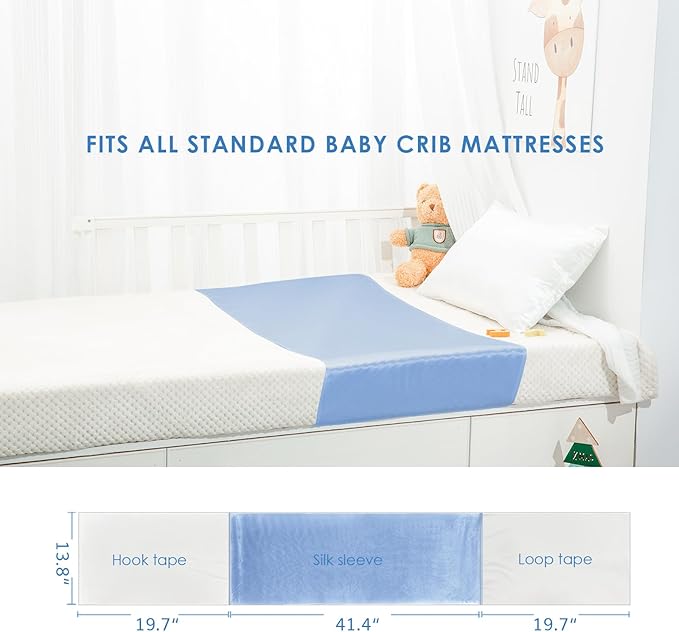 PROMEED 23 Momme Silk Bassinet Sheet for Baby Hair, No More Bed Head and Baby Bald Spots, 100% Mulberry Silk Crib Sheets for Baby Boy/Girl (Blue)