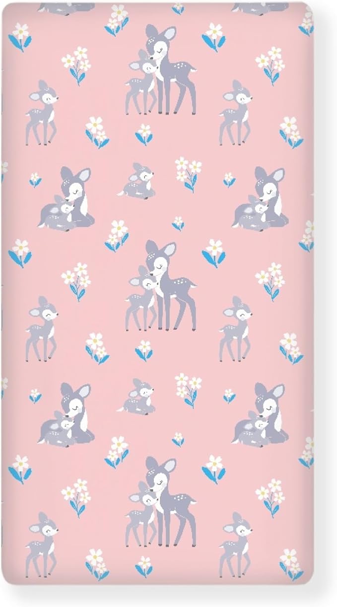 Cute Vintage Fawn Fitted Crib Sheet Animals Baby Crib Sheet Fit Standard Crib and Toddler Mattress,Crib Mattress Sheets for Boys Girls 28"x52"