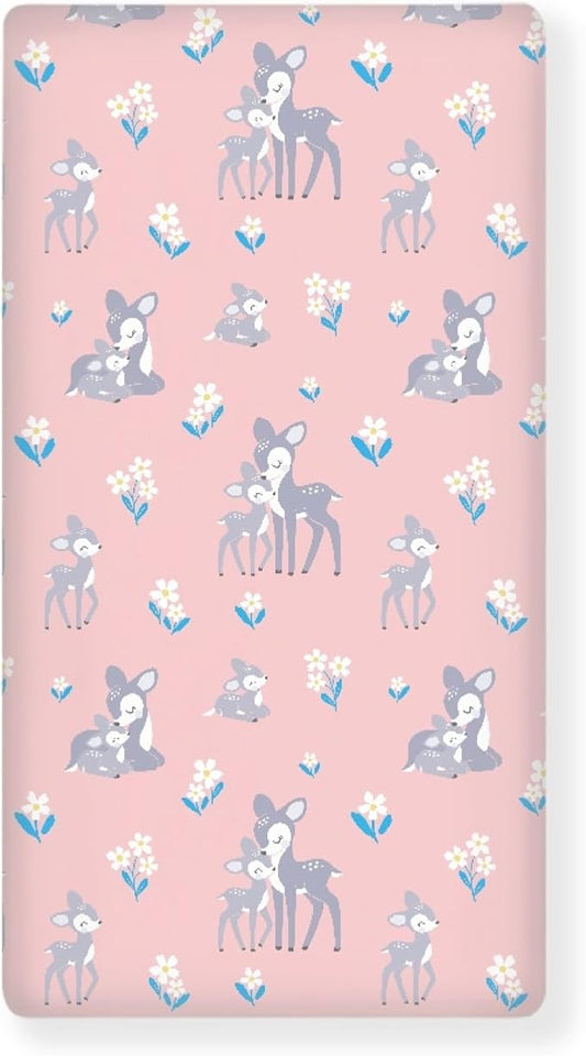 Cute Vintage Fawn Fitted Crib Sheet Animals Baby Crib Sheet Fit Standard Crib and Toddler Mattress,Crib Mattress Sheets for Boys Girls 28"x52"