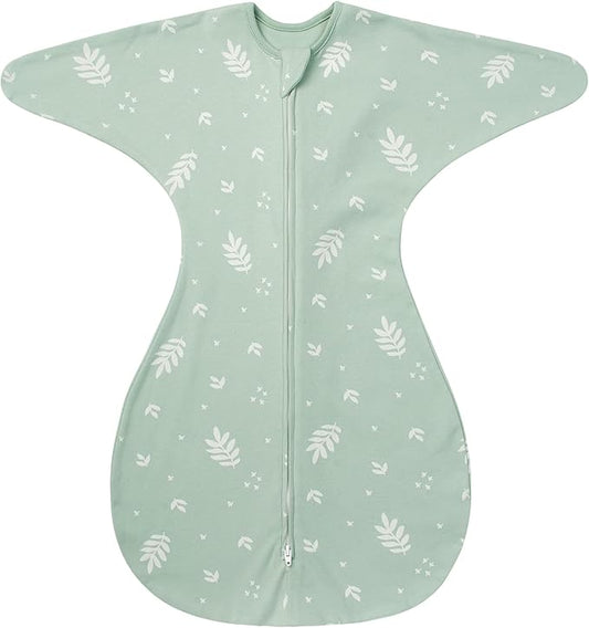 ZIGJOY Baby Transitional Swaddles for Newborns: 0.5 Tog Arms Up Sleep Sack 3-6-12 Months Soft Cotton Shark Fin 2 Way Zipper