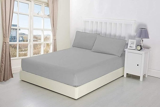 600 Thread Count Cotton Fitted Sheet for Cal-King Size|100% Egyptian Cotton Fitted Sheet|1 Piece Fitted Sheet Comfy, Ultra Soft, Breathable|16 Inch Deep Pocket Fitted Sheet in Light Grey Solid