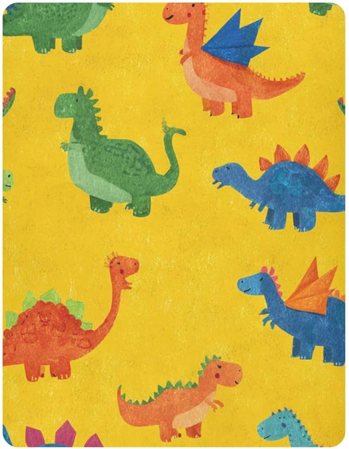Dinosaur Cape Bright Yellow Crib Sheets Standard Crib Toddler Mattresses Cover Fitted Baby Bed Sheet Breathable Crib Mattress Sheet for Girls Boys 39''x27''x9''
