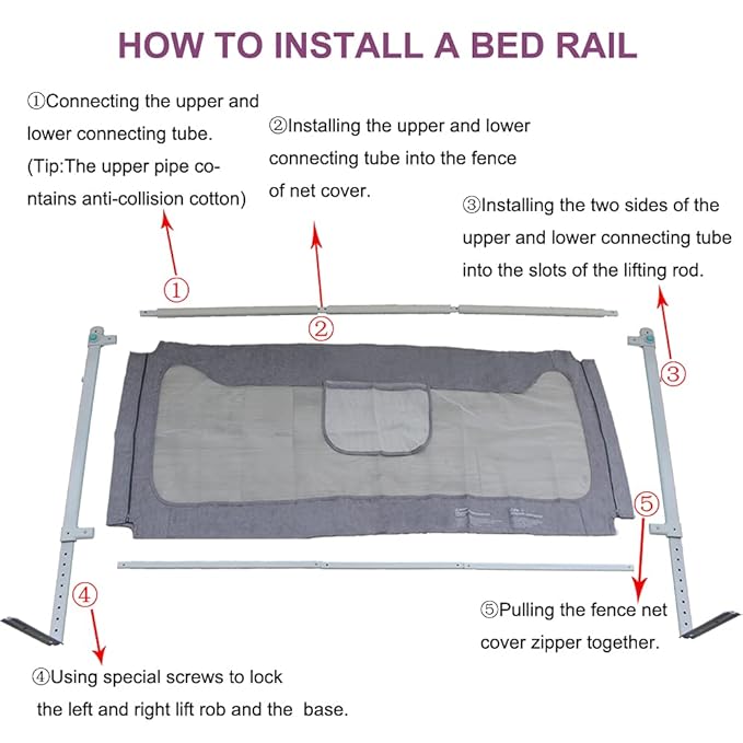 Lsbod Bed Rail for Toddlers,Baby Bed Rail Guard for Kids,Safety Side Bedrail for Twin,Double,Full,Queen,King Size Bed(1side 71" Lx27 H)